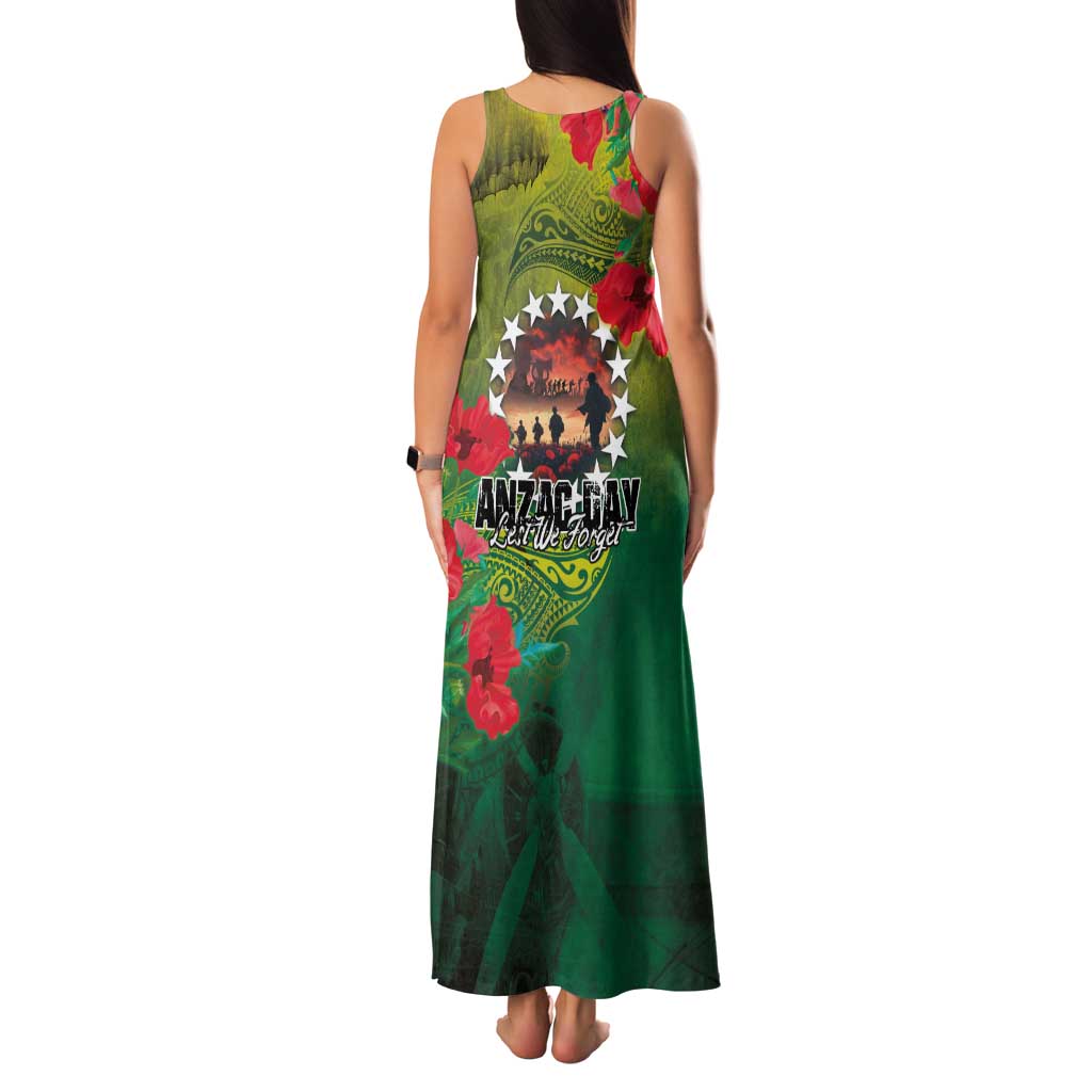Cook Islands ANDAC Day Family Matching Tank Maxi Dress and Hawaiian Shirt Honor and Remember Soliders-Forever in My Thoughts Grunge Style LT03 - Polynesian Pride