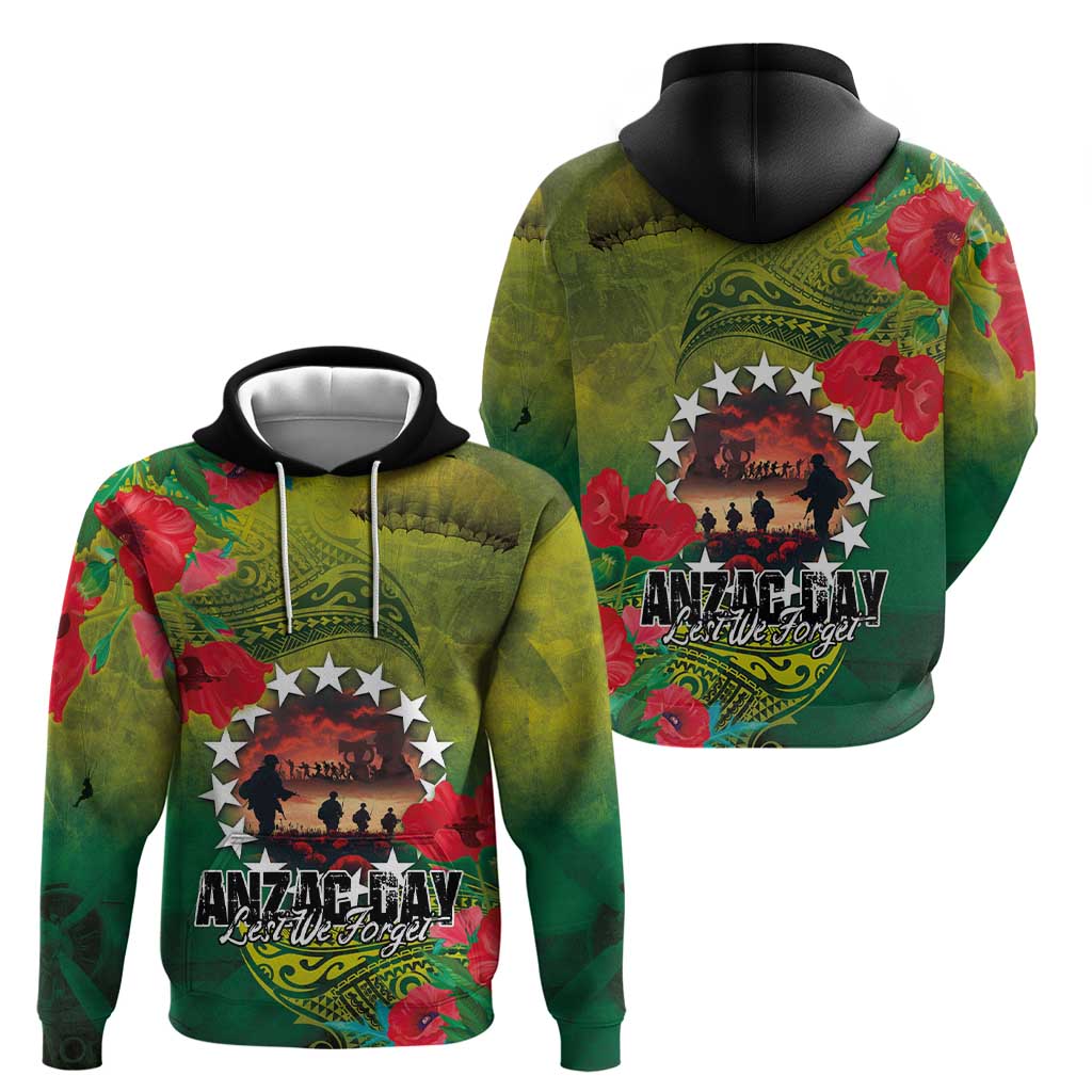 Cook Islands ANDAC Day Hoodie Honor and Remember Soliders-Forever in My Thoughts Grunge Style LT03 - Polynesian Pride
