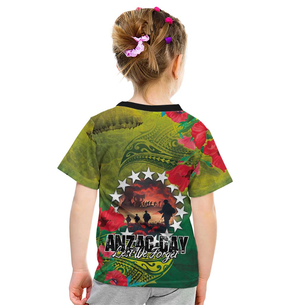 Cook Islands ANDAC Day Kid T Shirt Honor and Remember Soliders-Forever in My Thoughts Grunge Style