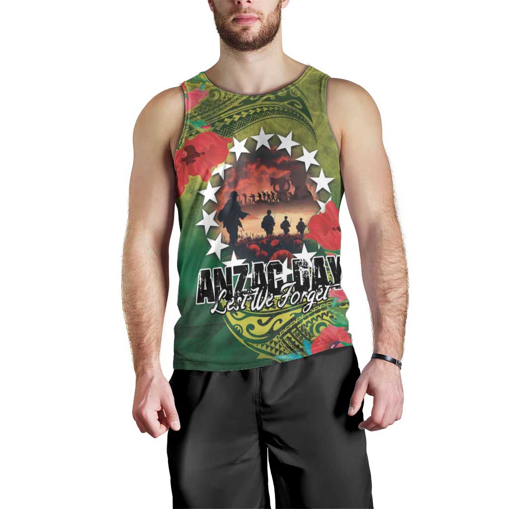 Cook Islands ANDAC Day Men Tank Top Honor and Remember Soliders-Forever in My Thoughts Grunge Style