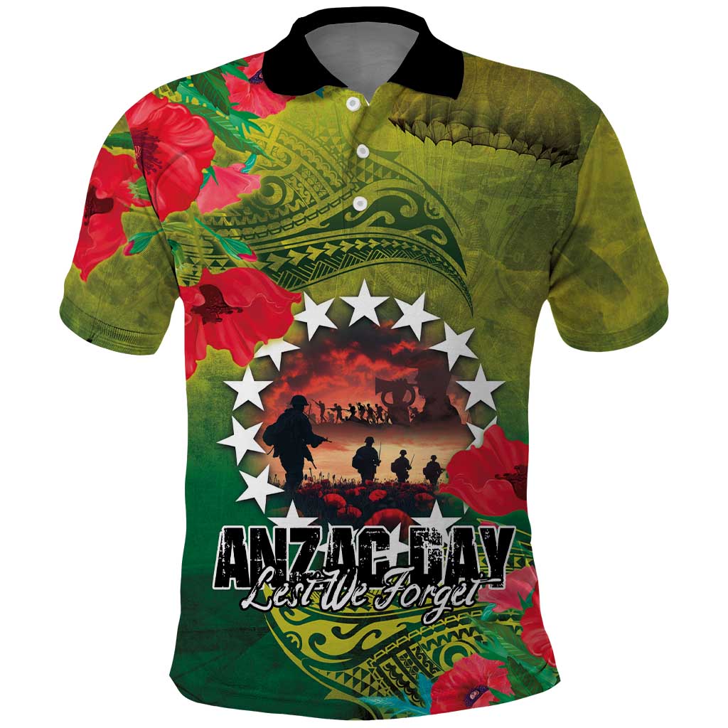 Cook Islands ANDAC Day Polo Shirt Honor and Remember Soliders-Forever in My Thoughts Grunge Style