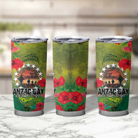 Cook Islands ANDAC Day Tumbler Cup Honor and Remember Soliders-Forever in My Thoughts Grunge Style