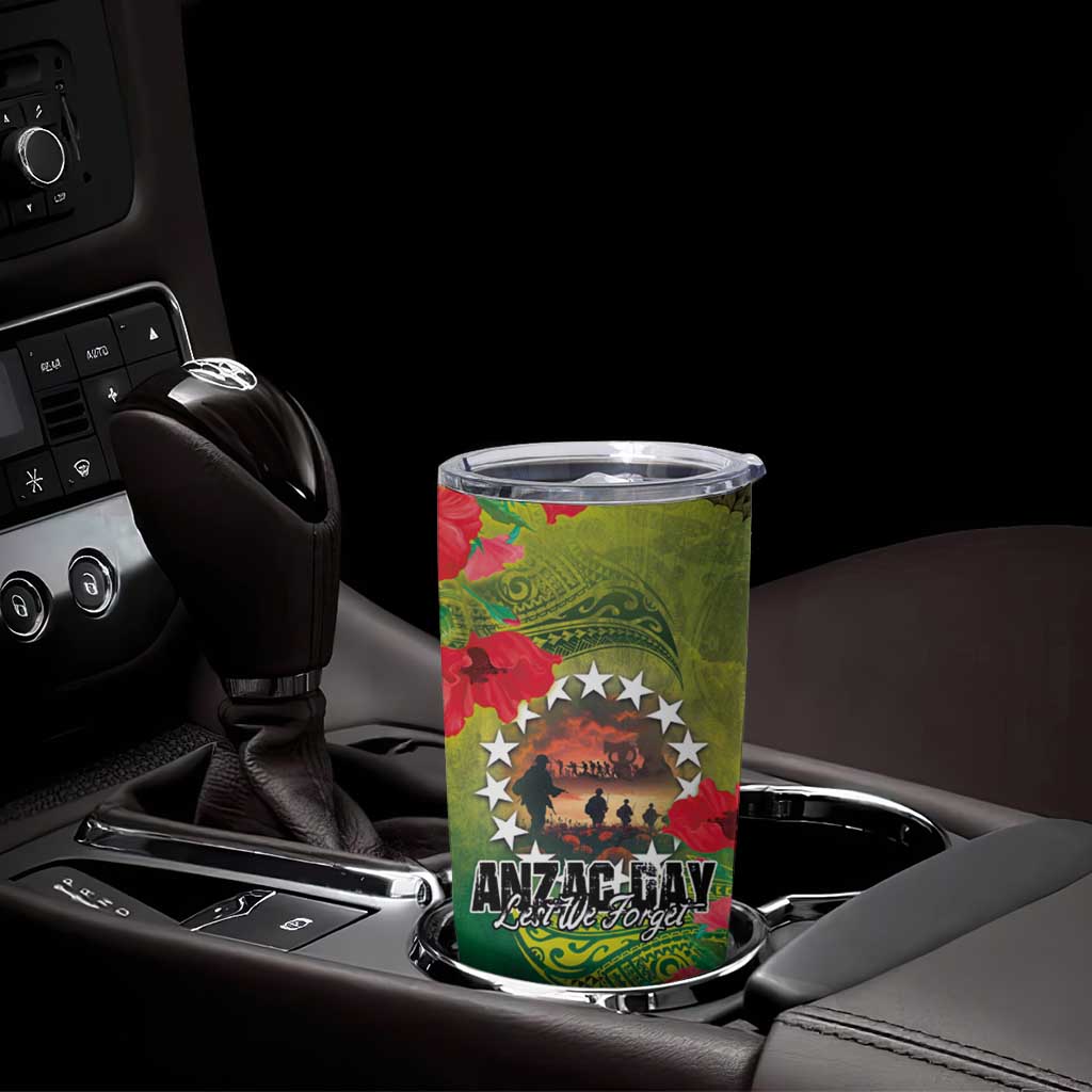 Cook Islands ANDAC Day Tumbler Cup Honor and Remember Soliders-Forever in My Thoughts Grunge Style