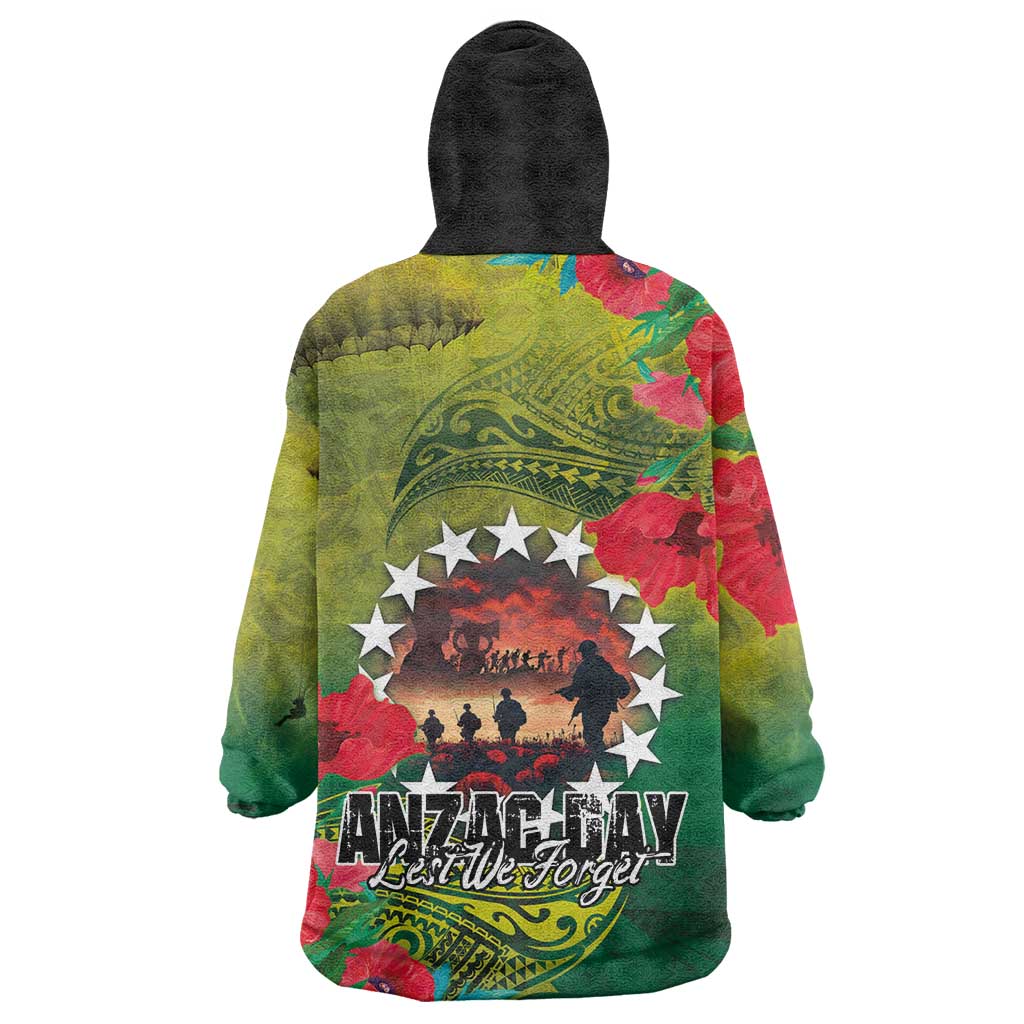 Cook Islands ANDAC Day Wearable Blanket Hoodie Honor and Remember Soliders-Forever in My Thoughts Grunge Style