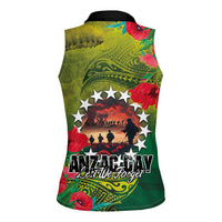 Cook Islands ANDAC Day Women Sleeveless Polo Shirt Honor and Remember Soliders-Forever in My Thoughts Grunge Style