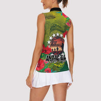Cook Islands ANDAC Day Women Sleeveless Polo Shirt Honor and Remember Soliders-Forever in My Thoughts Grunge Style