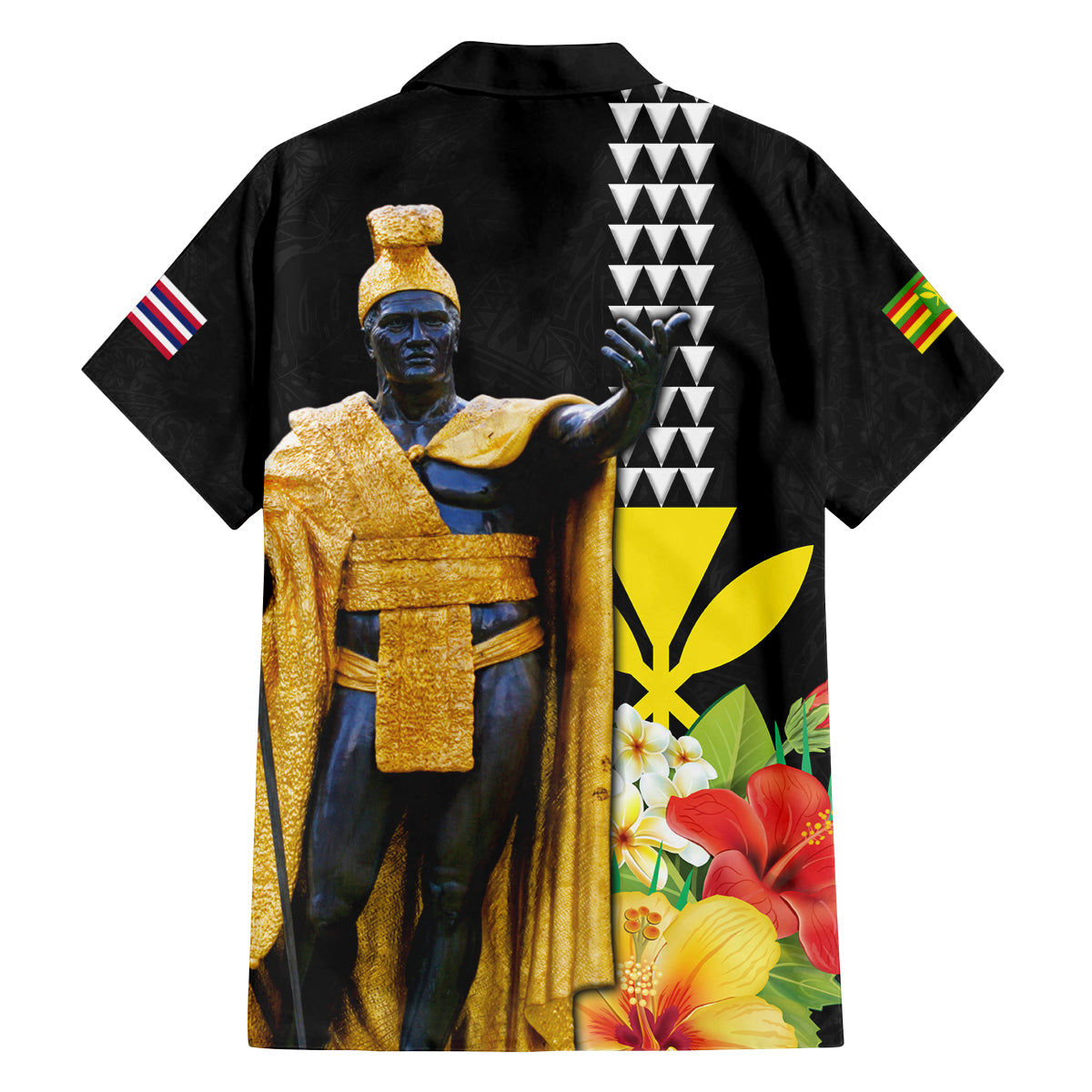 Hawaii King Kamehameha Day Family Matching Off Shoulder Short Dress and Hawaiian Shirt Kanaka Maoli Hibiscus Flower and Kakau Pattern LT03 - Polynesian Pride