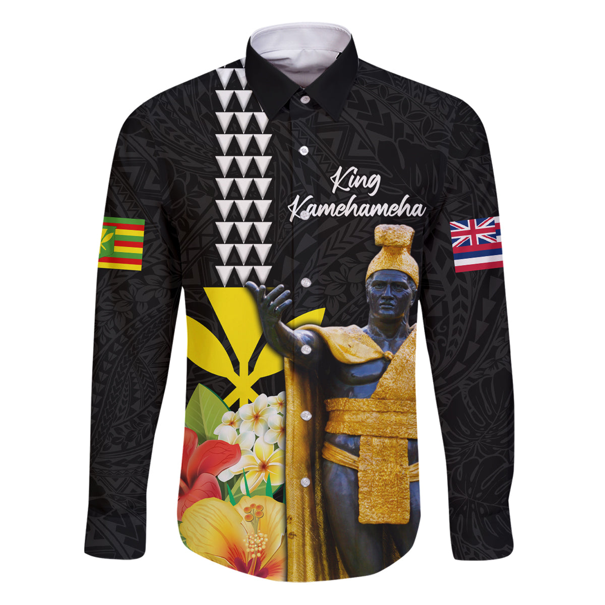 Hawaii King Kamehameha Day Family Matching Puletasi and Hawaiian Shirt Kanaka Maoli Hibiscus Flower and Kakau Pattern