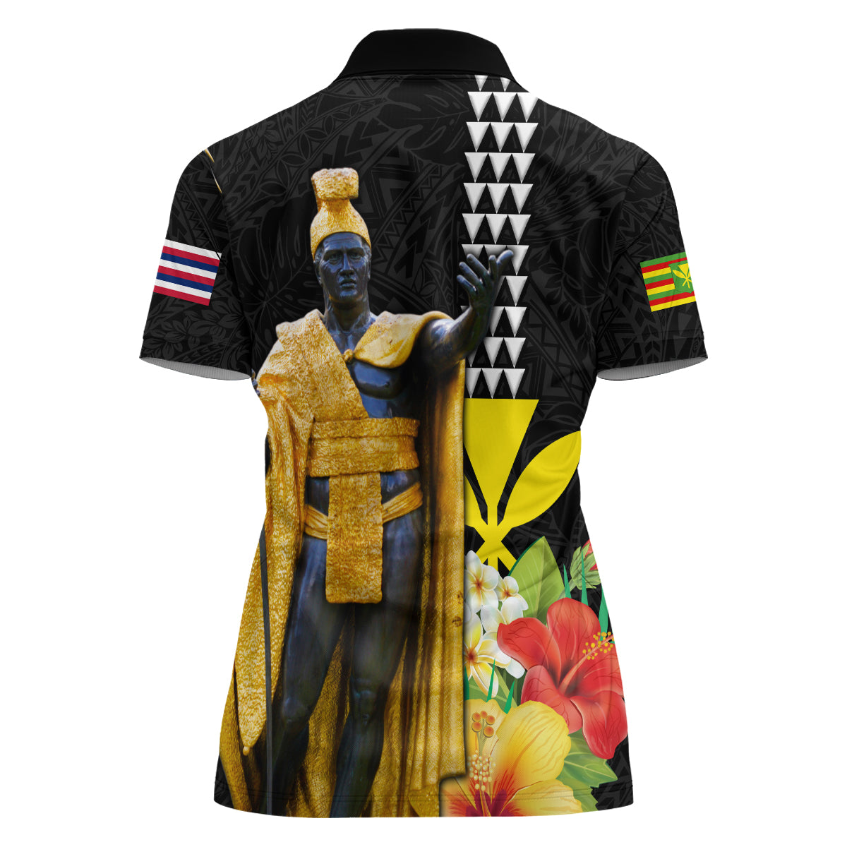 Hawaii King Kamehameha Day Women Polo Shirt Kanaka Maoli Hibiscus Flower and Kakau Pattern LT03 - Polynesian Pride