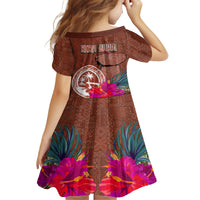 Chamorro Biba Guam Family Matching Off Shoulder Maxi Dress and Hawaiian Shirt Latte Stone Tribal and Hibiscus Flower Tapa Pattern LT03 - Polynesian Pride