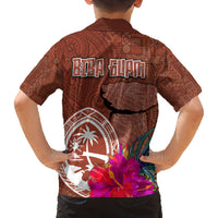 Chamorro Biba Guam Family Matching Tank Maxi Dress and Hawaiian Shirt Latte Stone Tribal and Hibiscus Flower Tapa Pattern LT03 - Polynesian Pride