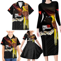 Papua New Guinea Remembrance Day Family Matching Long Sleeve Bodycon Dress and Hawaiian Shirt Bird of Paradise Plumeria Flower and Polynesian Pattern LT03 - Polynesian Pride