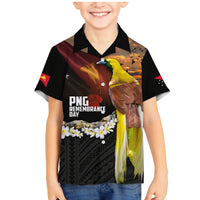 Papua New Guinea Remembrance Day Family Matching Mermaid Dress and Hawaiian Shirt Bird of Paradise Plumeria Flower and Polynesian Pattern LT03 Son's Shirt Black - Polynesian Pride
