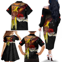 Papua New Guinea Remembrance Day Family Matching Off The Shoulder Long Sleeve Dress and Hawaiian Shirt Bird of Paradise Plumeria Flower and Polynesian Pattern LT03 - Polynesian Pride