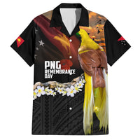 Papua New Guinea Remembrance Day Family Matching Off The Shoulder Long Sleeve Dress and Hawaiian Shirt Bird of Paradise Plumeria Flower and Polynesian Pattern LT03 Dad's Shirt - Short Sleeve Black - Polynesian Pride