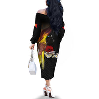 Papua New Guinea Remembrance Day Family Matching Off The Shoulder Long Sleeve Dress and Hawaiian Shirt Bird of Paradise Plumeria Flower and Polynesian Pattern LT03 - Polynesian Pride