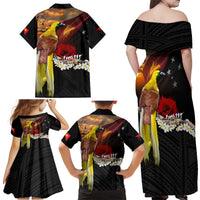 Papua New Guinea Remembrance Day Family Matching Off Shoulder Maxi Dress and Hawaiian Shirt Bird of Paradise Plumeria Flower and Polynesian Pattern LT03 - Polynesian Pride