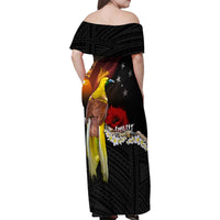 Papua New Guinea Remembrance Day Family Matching Off Shoulder Maxi Dress and Hawaiian Shirt Bird of Paradise Plumeria Flower and Polynesian Pattern LT03 - Polynesian Pride