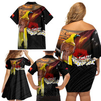 Papua New Guinea Remembrance Day Family Matching Off Shoulder Short Dress and Hawaiian Shirt Bird of Paradise Plumeria Flower and Polynesian Pattern LT03 - Polynesian Pride