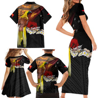 Papua New Guinea Remembrance Day Family Matching Short Sleeve Bodycon Dress and Hawaiian Shirt Bird of Paradise Plumeria Flower and Polynesian Pattern LT03 - Polynesian Pride