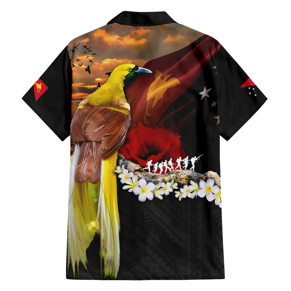 Papua New Guinea Remembrance Day Family Matching Summer Maxi Dress and Hawaiian Shirt Bird of Paradise Plumeria Flower and Polynesian Pattern LT03 - Polynesian Pride