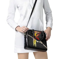 Papua New Guinea Remembrance Day Shoulder Handbag Bird of Paradise Plumeria Flower and Polynesian Pattern