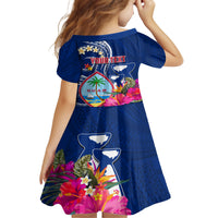 Personalised Guam Liberation Family Matching Off Shoulder Short Dress and Hawaiian Shirt Latte Stone and Guahan Seal Jungle Flower LT03 - Polynesian Pride