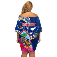 Personalised Guam Liberation Family Matching Off Shoulder Short Dress and Hawaiian Shirt Latte Stone and Guahan Seal Jungle Flower LT03 - Polynesian Pride