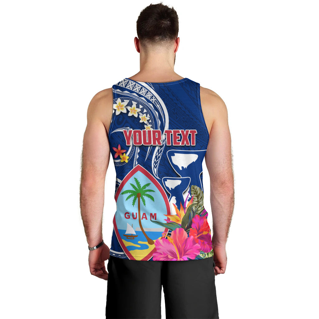 Guam Liberation Men Tank Top Latte Stone and Guahan Seal Jungle Flower