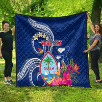 Personalised Guam Liberation Quilt Latte Stone and Guahan Seal Jungle Flower