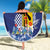 Hawaii King Kamehameha Day Beach Blanket Lei Sea Waves Polynesian Tapa Pattern