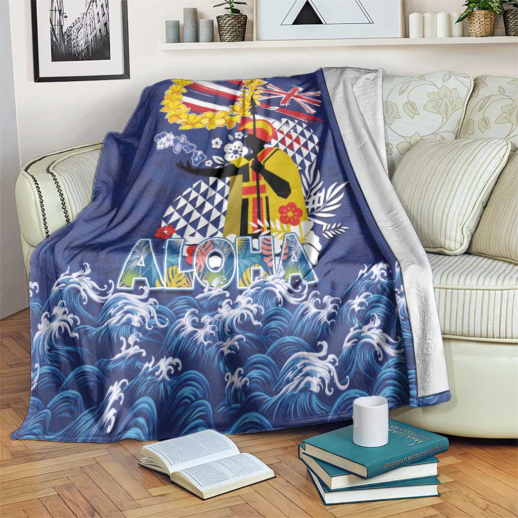 Hawaii King Kamehameha Day Blanket Lei Sea Waves Polynesian Tapa Pattern