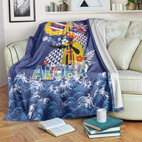 Hawaii King Kamehameha Day Blanket Lei Sea Waves Polynesian Tapa Pattern