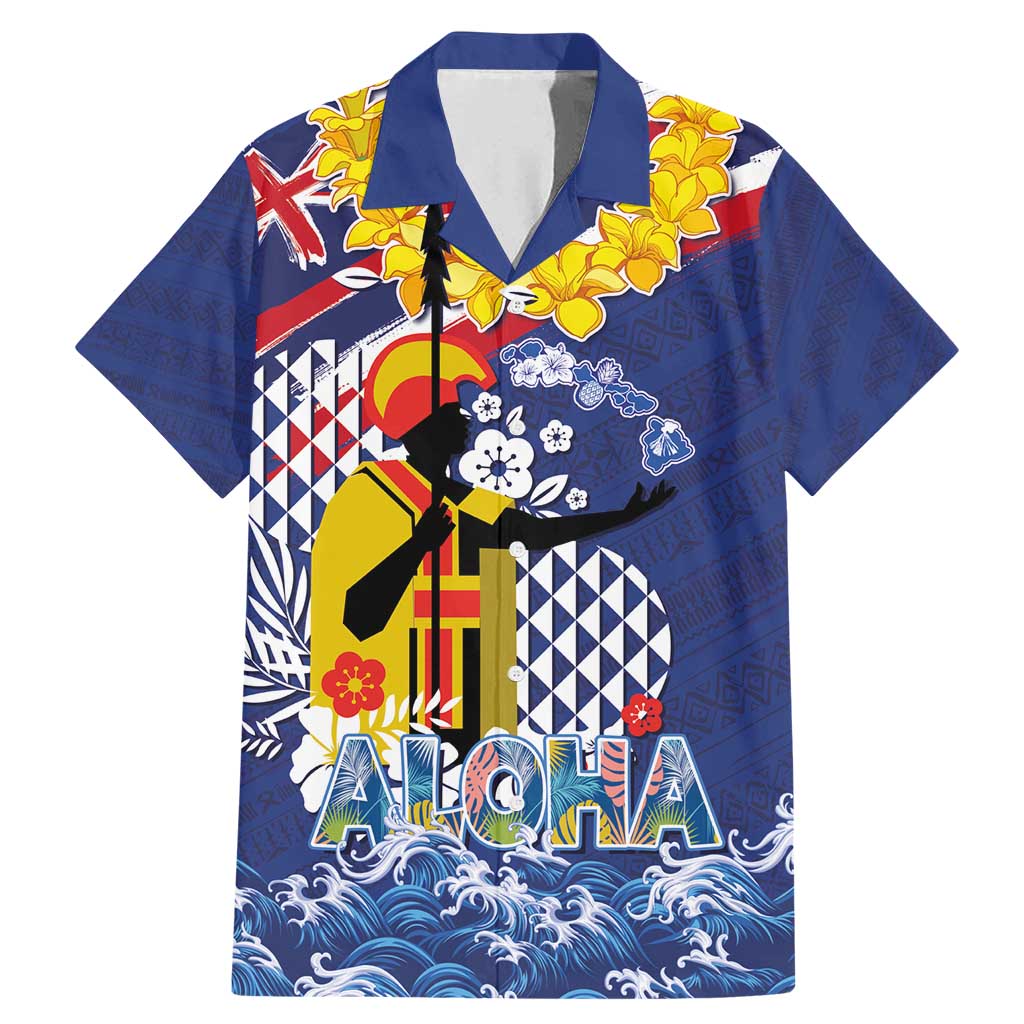 Hawaii King Kamehameha Day Family Matching Mermaid Dress and Hawaiian Shirt Lei Sea Waves Polynesian Tapa Pattern LT03 Dad's Shirt - Short Sleeve Blue - Polynesian Pride