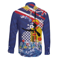 Hawaii King Kamehameha Day Family Matching Off The Shoulder Long Sleeve Dress and Hawaiian Shirt Lei Sea Waves Polynesian Tapa Pattern LT03 - Polynesian Pride