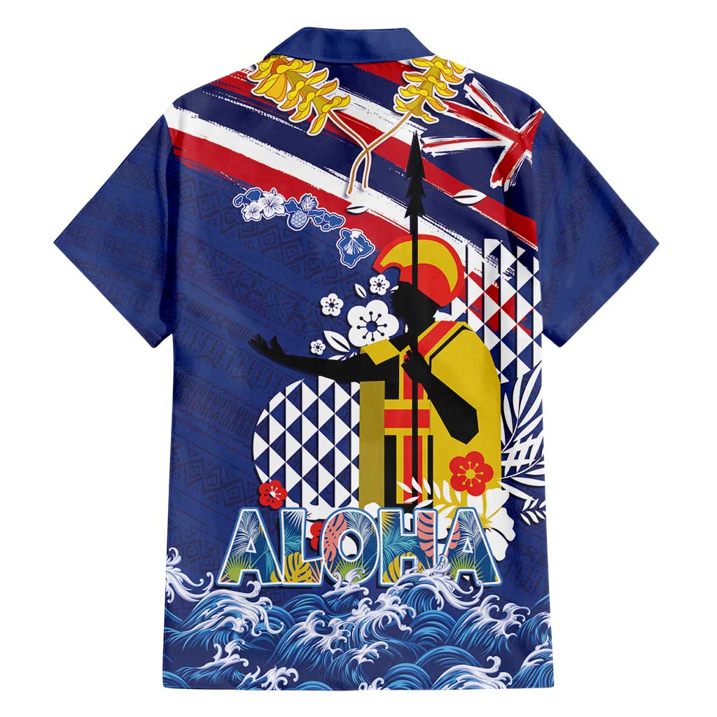 Hawaii King Kamehameha Day Family Matching Off Shoulder Maxi Dress and Hawaiian Shirt Lei Sea Waves Polynesian Tapa Pattern LT03 - Polynesian Pride