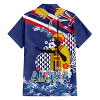 Hawaii King Kamehameha Day Family Matching Off Shoulder Short Dress and Hawaiian Shirt Lei Sea Waves Polynesian Tapa Pattern LT03 - Polynesian Pride