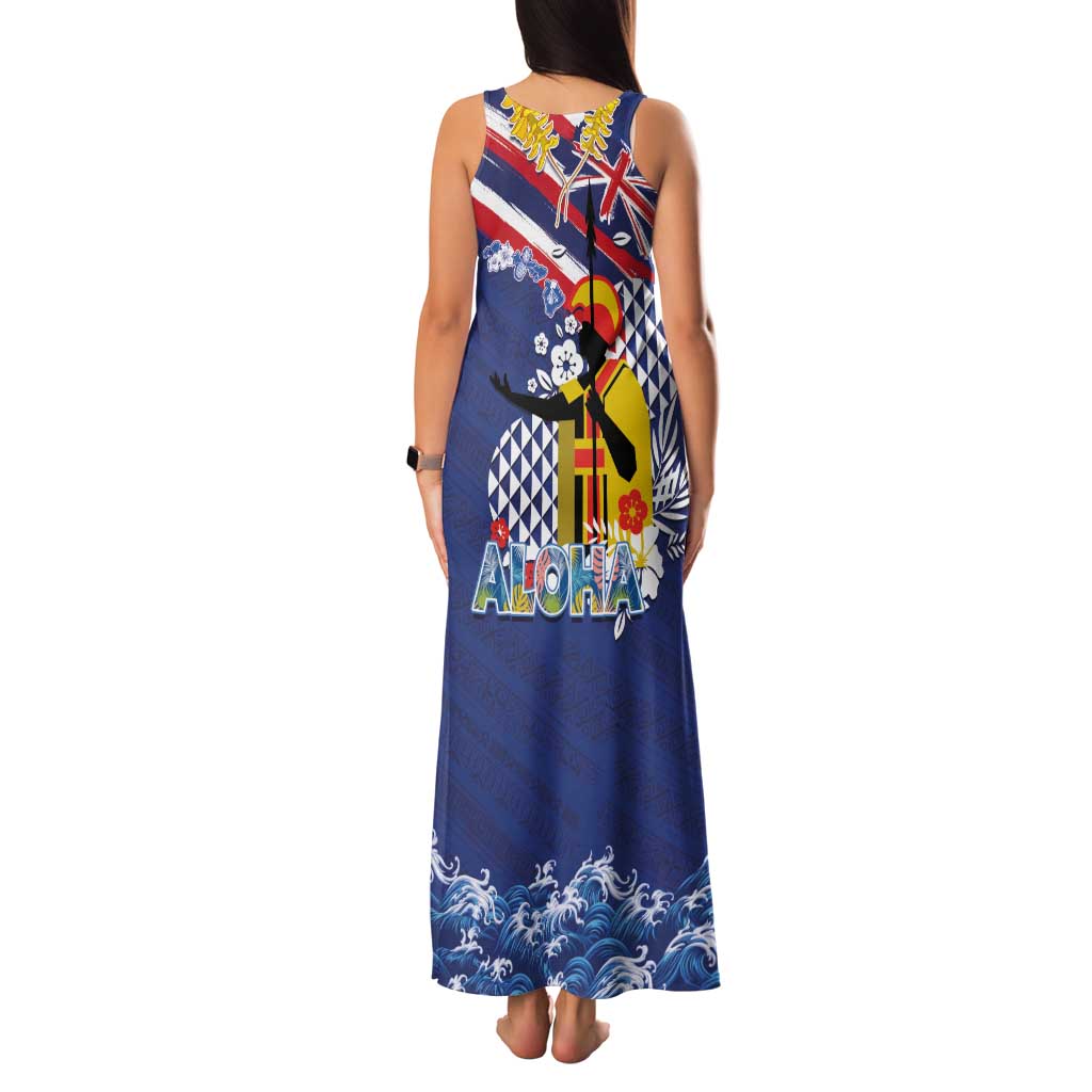 Hawaii King Kamehameha Day Family Matching Tank Maxi Dress and Hawaiian Shirt Lei Sea Waves Polynesian Tapa Pattern LT03 - Polynesian Pride