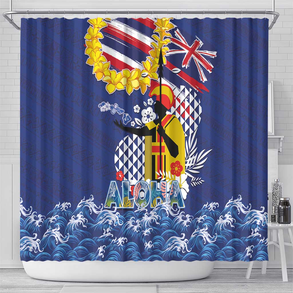 Hawaii King Kamehameha Day Shower Curtain Lei Sea Waves Polynesian Tapa Pattern LT03 - Polynesian Pride