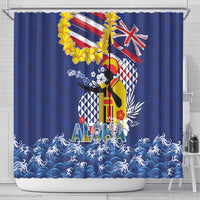 Hawaii King Kamehameha Day Shower Curtain Lei Sea Waves Polynesian Tapa Pattern LT03 - Polynesian Pride