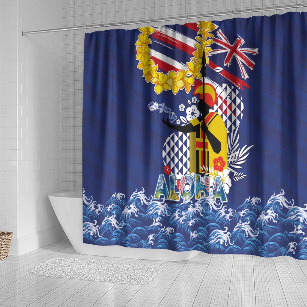 Hawaii King Kamehameha Day Shower Curtain Lei Sea Waves Polynesian Tapa Pattern LT03 - Polynesian Pride