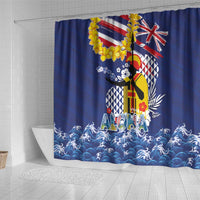 Hawaii King Kamehameha Day Shower Curtain Lei Sea Waves Polynesian Tapa Pattern LT03 - Polynesian Pride
