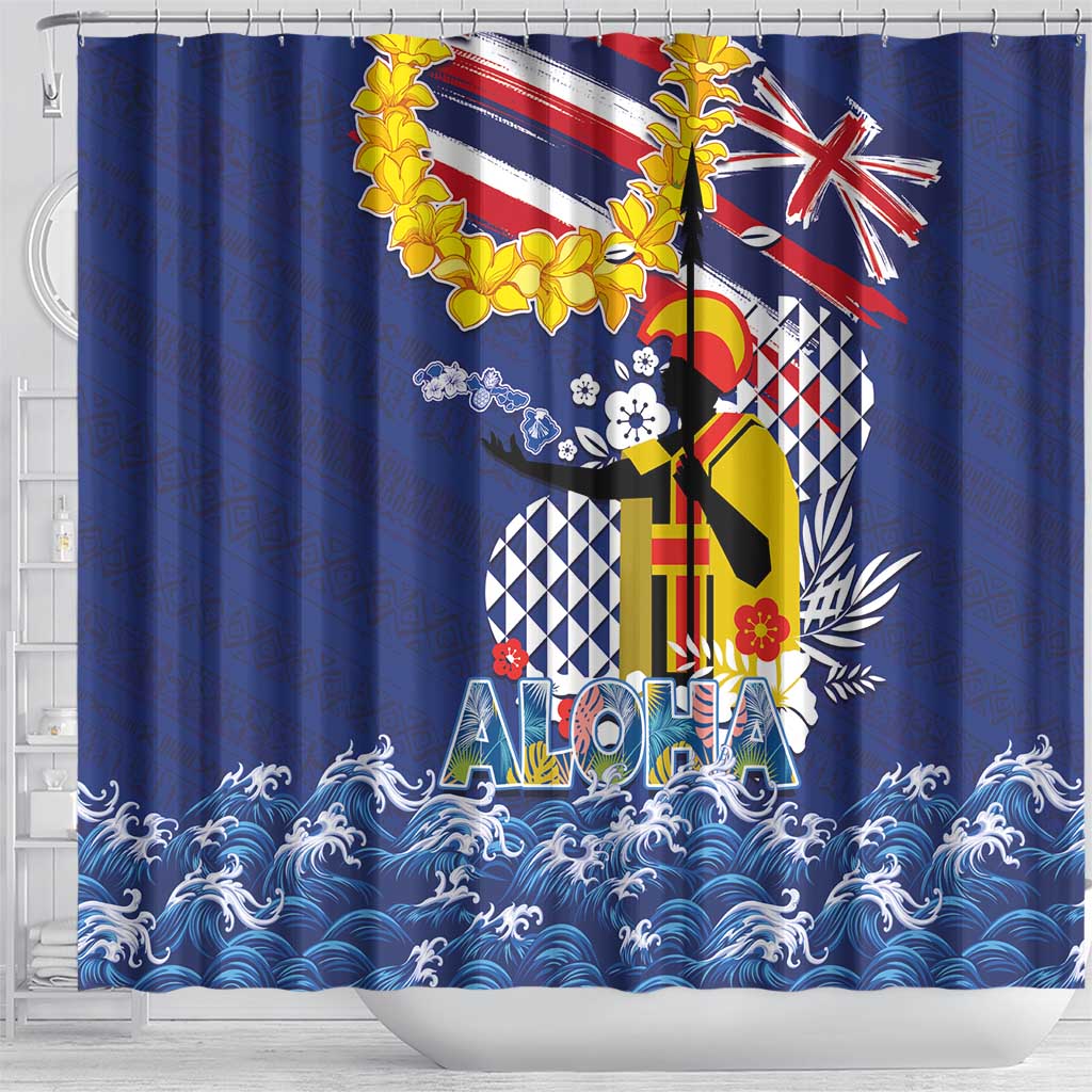 Hawaii King Kamehameha Day Shower Curtain Lei Sea Waves Polynesian Tapa Pattern LT03 - Polynesian Pride