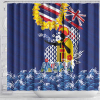 Hawaii King Kamehameha Day Shower Curtain Lei Sea Waves Polynesian Tapa Pattern LT03 - Polynesian Pride