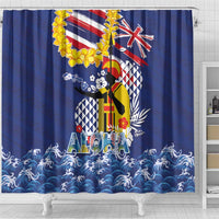 Hawaii King Kamehameha Day Shower Curtain Lei Sea Waves Polynesian Tapa Pattern LT03 - Polynesian Pride