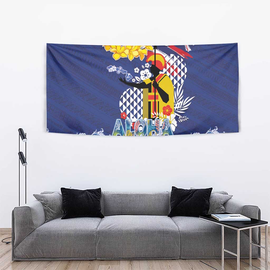 Hawaii King Kamehameha Day Tapestry Lei Sea Waves Polynesian Tapa Pattern
