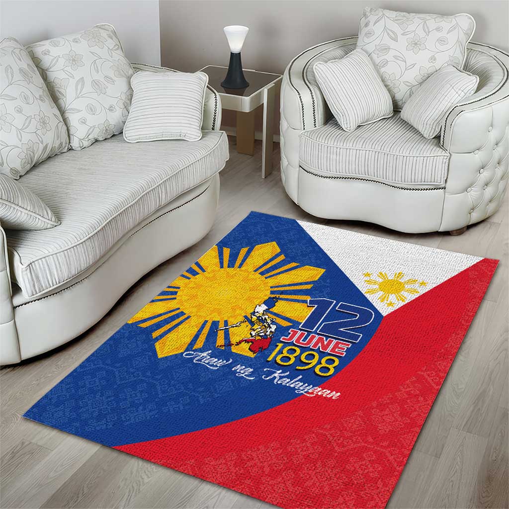 Philippines Independence Day Area Rug Araw ng Kalayaan Polynesian Sun and YAKAN Pattern