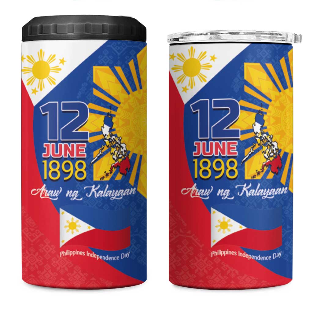 Philippines Independence Day 4 in 1 Can Cooler Tumbler Araw ng Kalayaan Polynesian Sun and YAKAN Pattern LT03 One Size: 16 oz Blue - Polynesian Pride