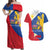 Philippines Independence Day Couples Matching Off Shoulder Maxi Dress and Hawaiian Shirt Araw ng Kalayaan Polynesian Sun and YAKAN Pattern