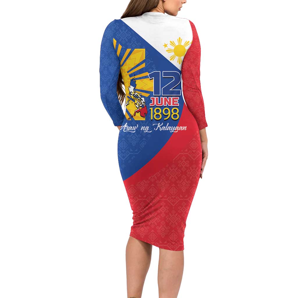 Philippines Independence Day Family Matching Long Sleeve Bodycon Dress and Hawaiian Shirt Araw ng Kalayaan Polynesian Sun and YAKAN Pattern LT03 - Polynesian Pride